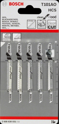 Пилка для лобзика. BOSCH T 101 AO (уп. 5 шт.)